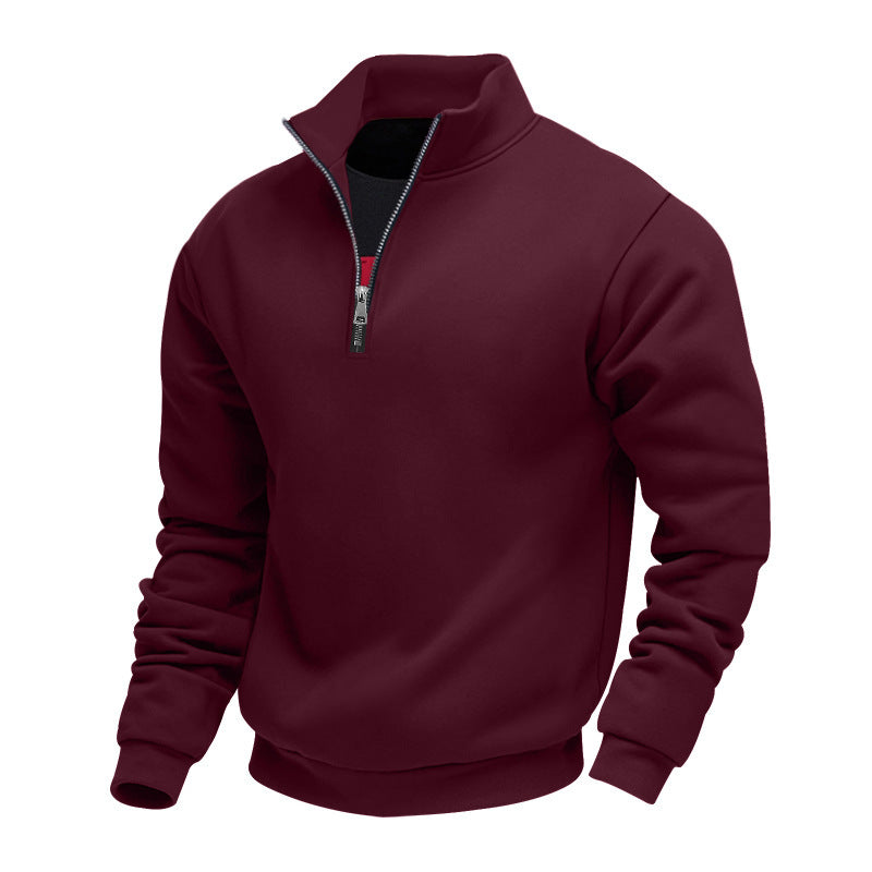 Herren lässiger Stehkragenpullover mit funktionalem Reißverschluss Drune