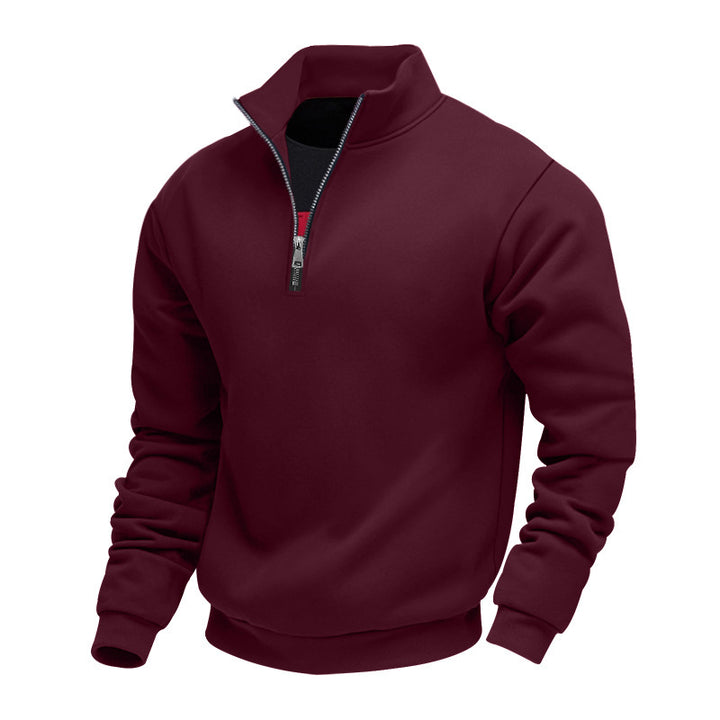 Herren lässiger Stehkragenpullover mit funktionalem Reißverschluss Drune