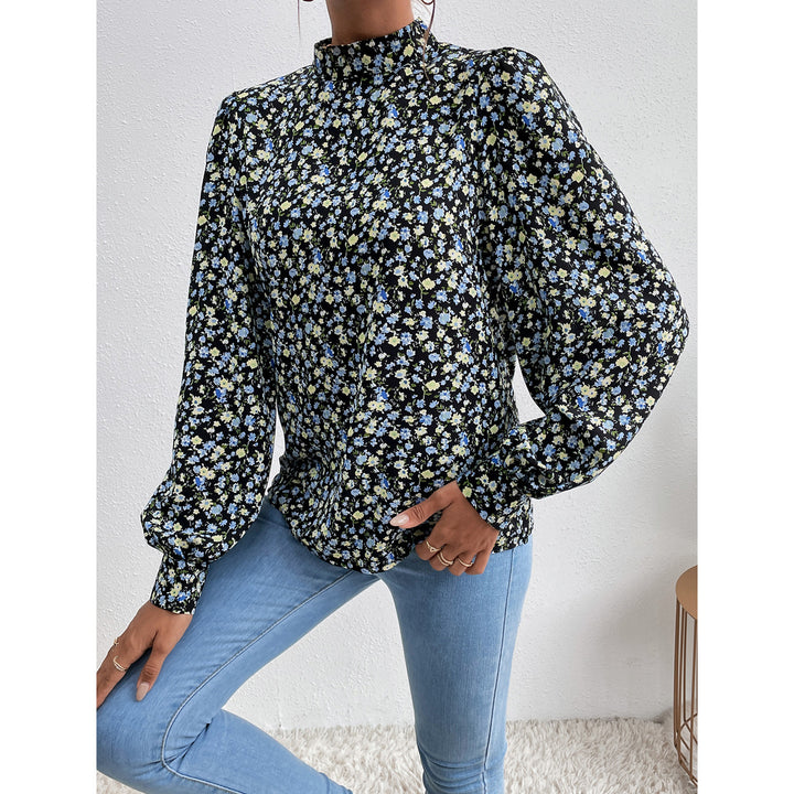 Damen Bluse mit hochgeschlossenem Kragen und voluminösen Ärmeln Drune