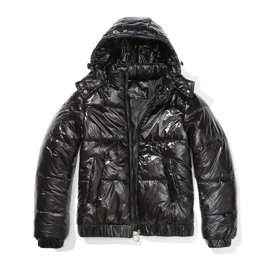 Damen glänzende Steppjacke mit abnehmbarer Kapuze Drune
