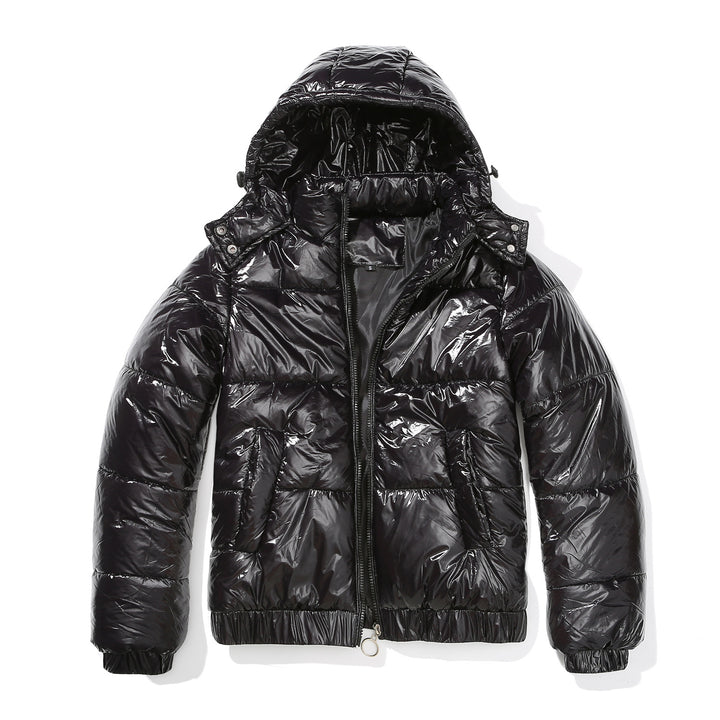 Damen glänzende Steppjacke mit abnehmbarer Kapuze Drune