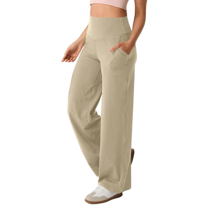 Damen weite High-Waist Freizeithose mit praktischen Taschen Drune