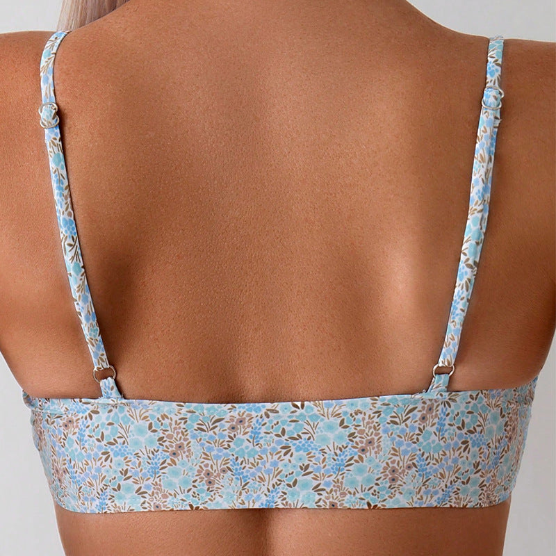 Damen Bikini-Set mit floralem Druck und elastischen Trägern Drune