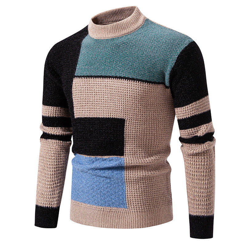 Herren modischer Pullover mit strukturiertem Farbblockdesign Drune