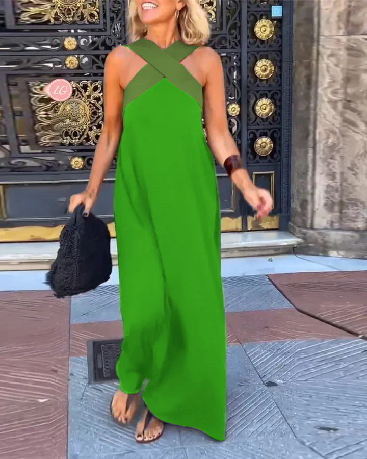 Damen Maxikleid mit modernem X-Trägerdesign Drune