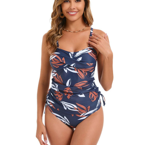 Damen Einteiler Badeanzug mit Raffung und floralem Druck Drune