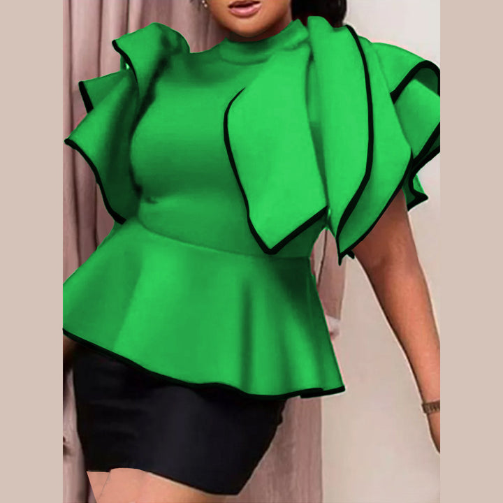 Damen Peplum-Top mit ausgefallenen Rüschen und asymmetrischem Schnitt Drune