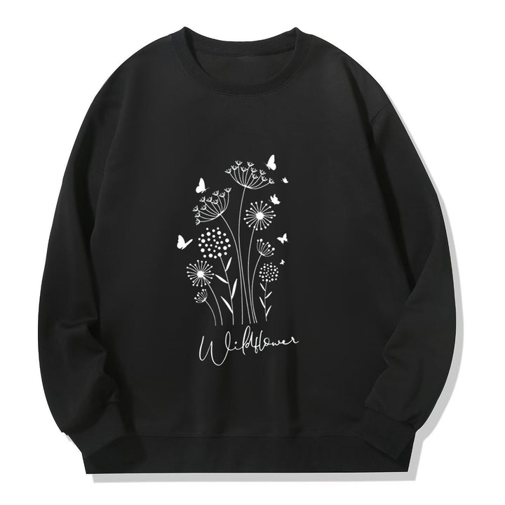 Damen Sweatshirt mit floralem Wildblumenprint und kuscheligem Innenfutter Drune