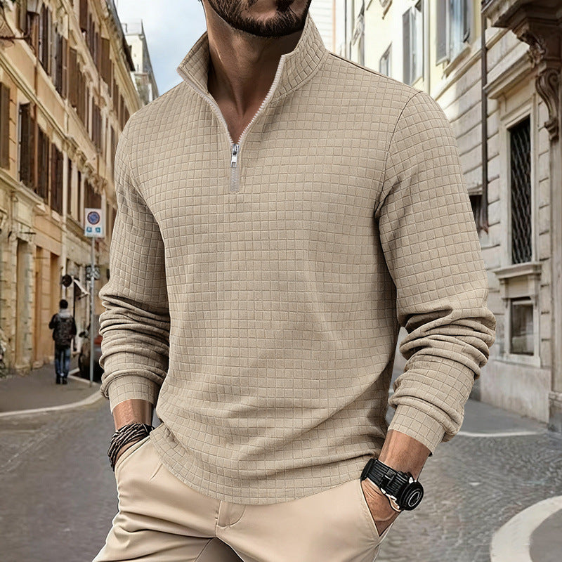 Herren sportlicher Pullover mit Halbreißverschluss und strukturierter Oberfläche Drune
