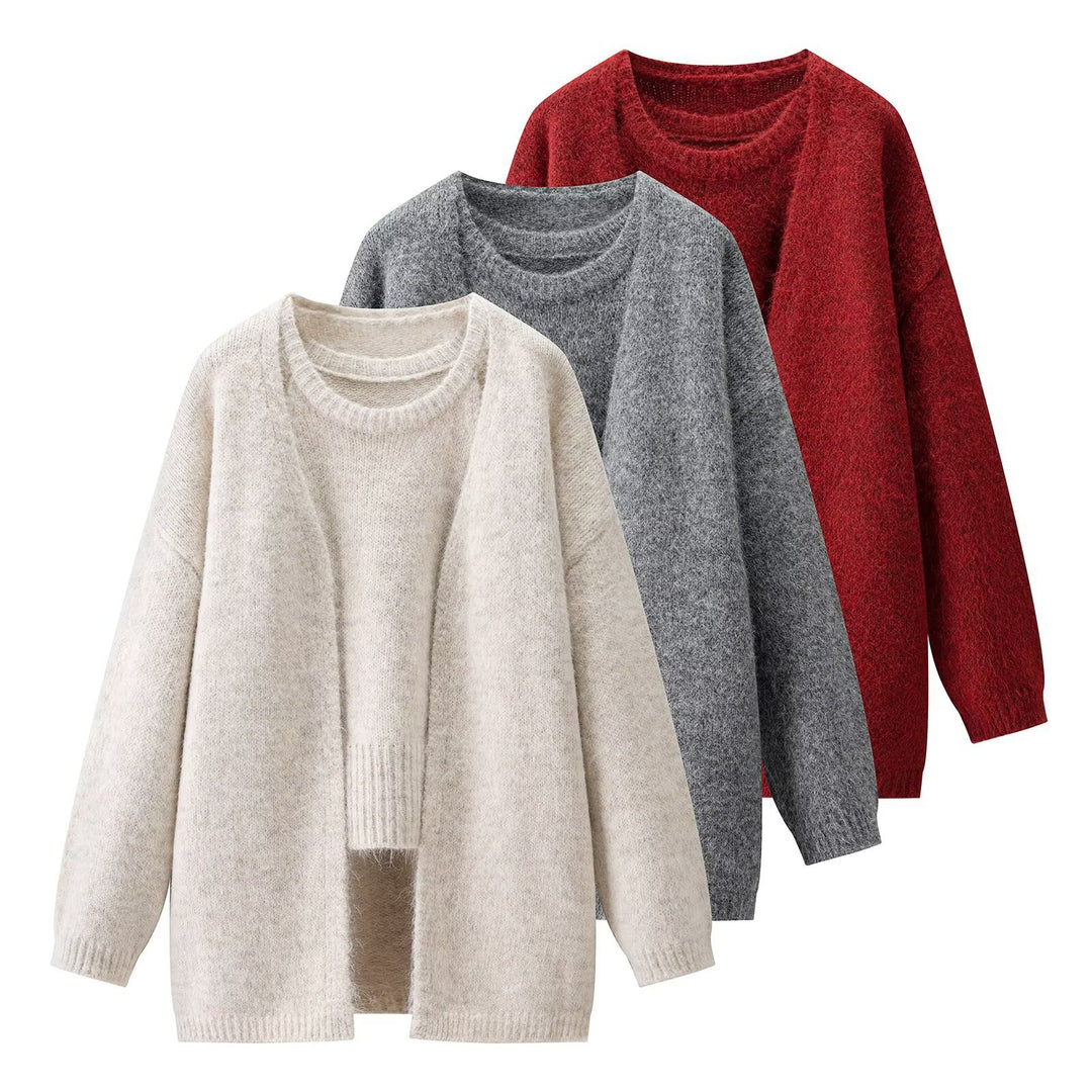 Damen weicher Strickmantel mit weitem Schnitt und eleganten Details Drune