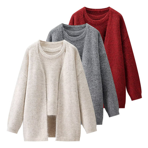 Damen weicher Strickmantel mit weitem Schnitt und eleganten Details Drune