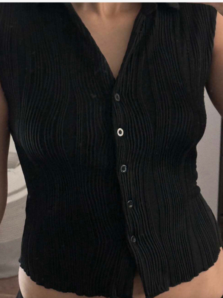 Damen elegante Bluse mit Faltenstruktur und schmalem Schnitt Drune
