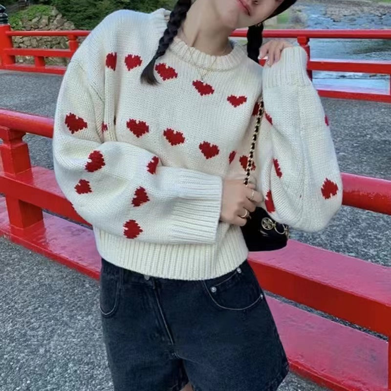 Damen Pullover mit Herzmotiv und lässigem Schnitt Drune