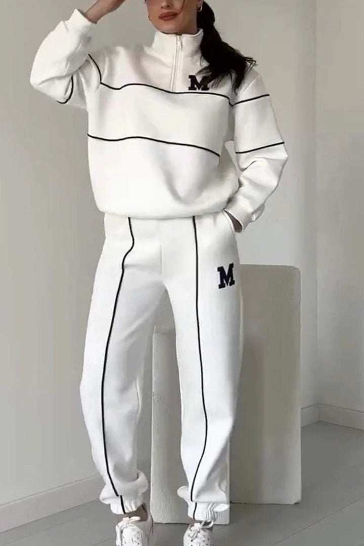 Damen sportliches Fleece-Anzugset mit Stehkragen und praktischen Taschen Drune