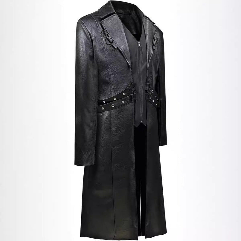 Damen elegante Lederjacke mit dekorativen Schnallen Drune