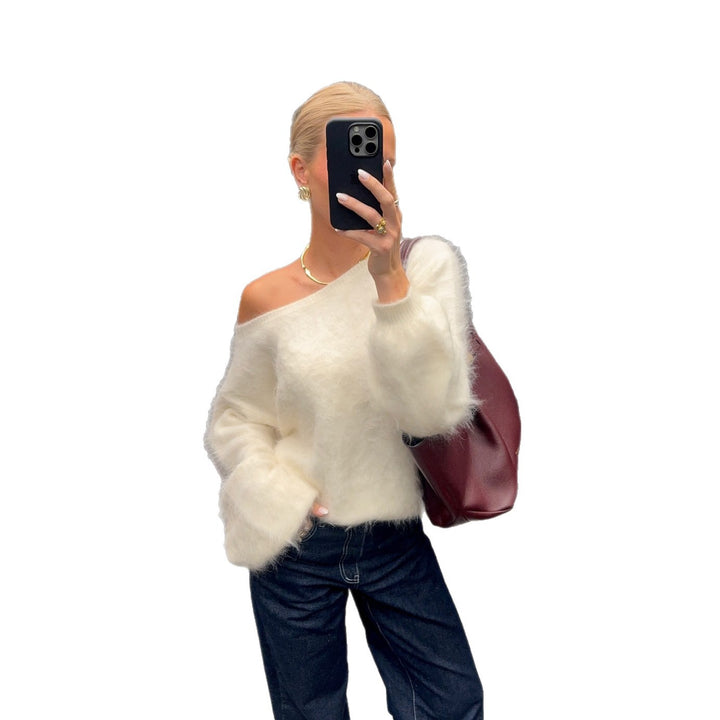 Damen Weicher Pullover aus Mohair-Mix mit oversized Ärmeln Drune