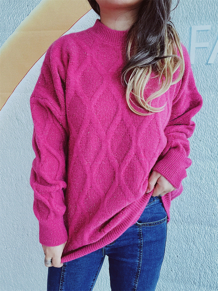 Damen Grobstrickpullover mit funkelndem Jacquard-Muster Drune