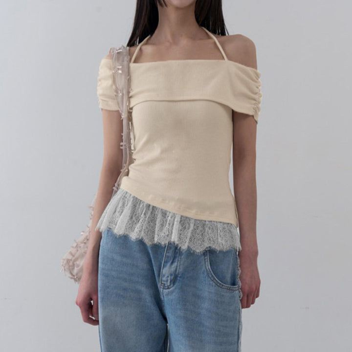 Damen Off-Shoulder Oberteil mit Rüschensaum Drune