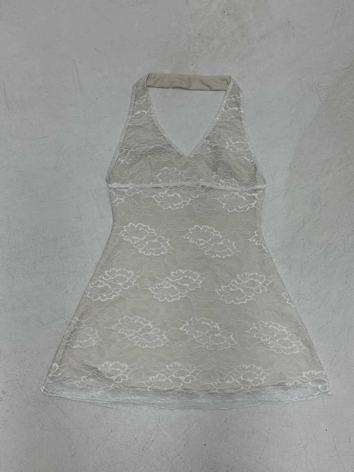 Damen Spitze-Kleid im femininen Design mit elegantem V-Ausschnitt und hochwertigem Futter Drune