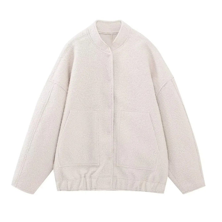 Damen lässige Fleecejacke mit geräumigen Taschen und elastischem Saum Drune