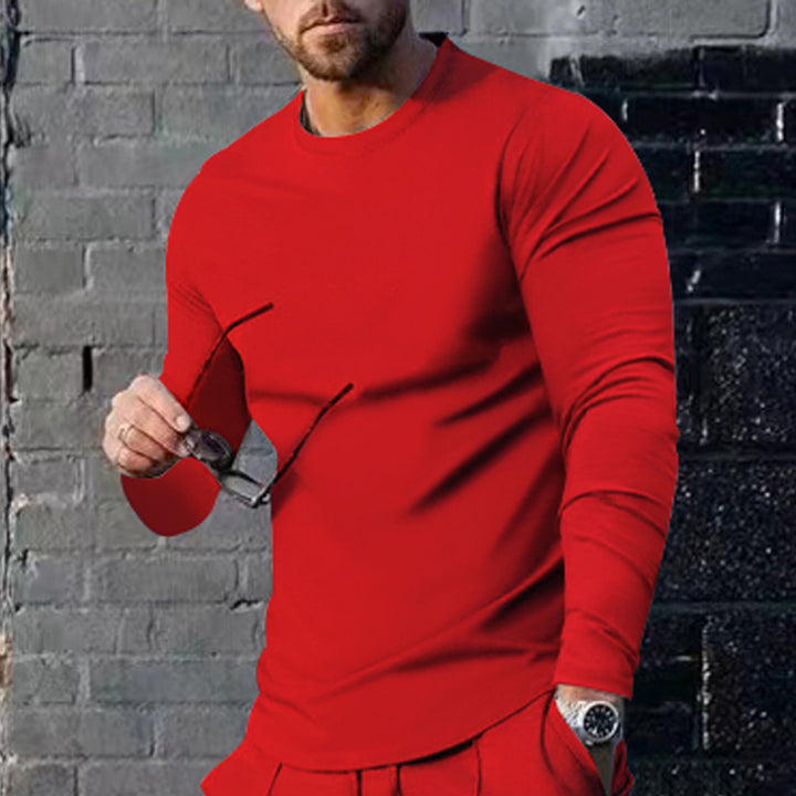 Herren langärmliges T-Shirt mit modischem Schnitt und hochwertigem Baumwollmix Drune
