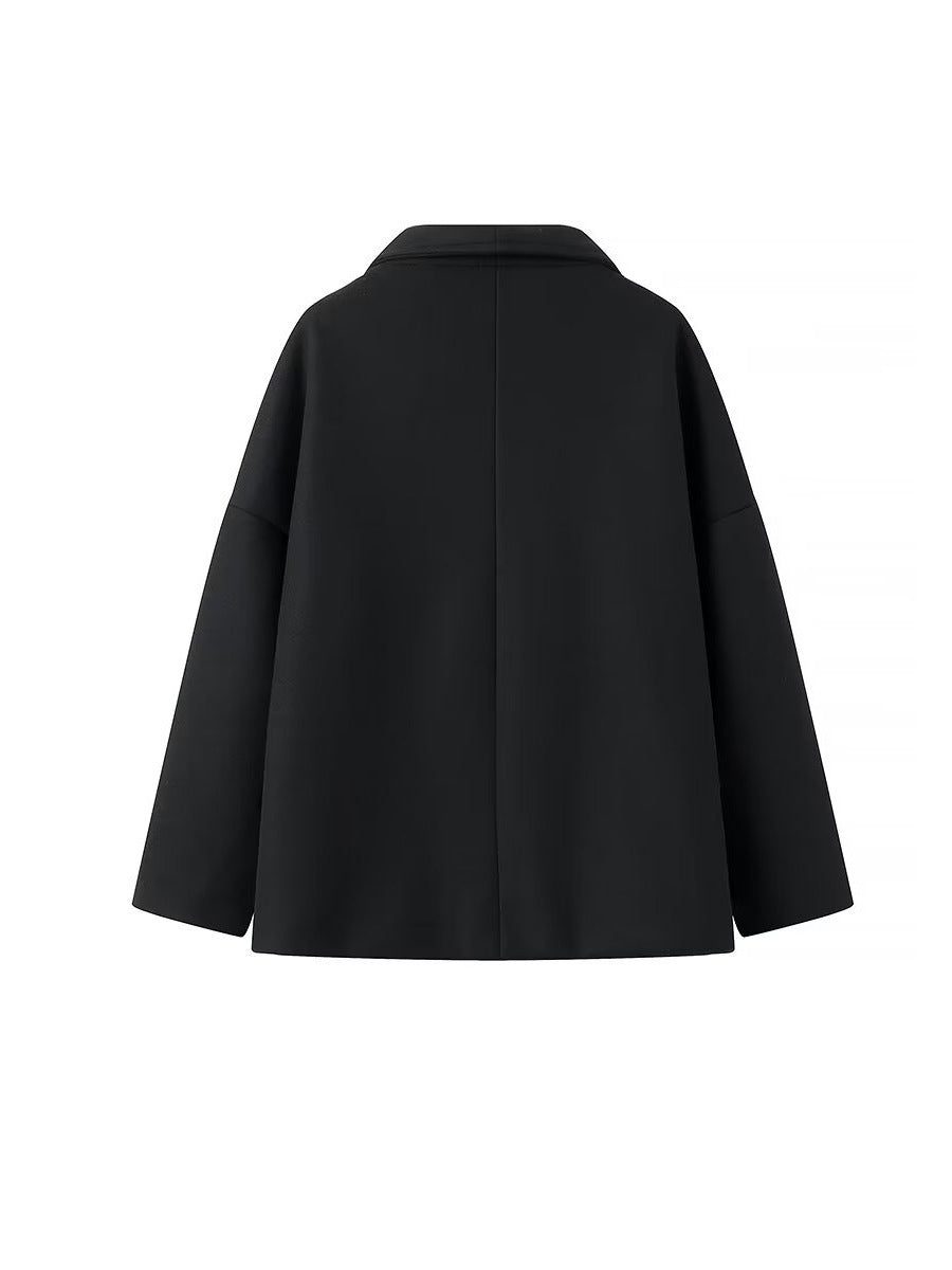 Damen modische Oversized-Jacke mit doppelter Knopfleiste und weitem Schnitt Drune