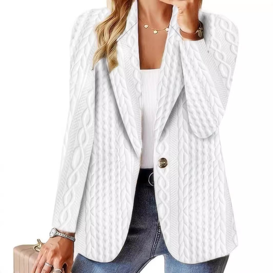 Damen Elegante Strickblazerjacke mit Kabelmuster Drune