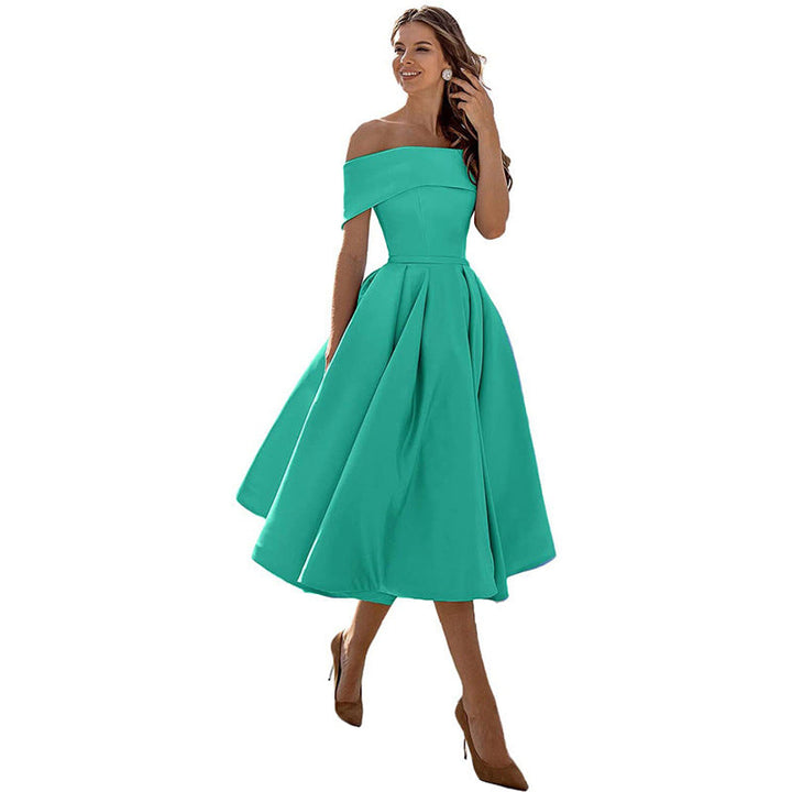 Drune | Legere Mode Satin Cocktailkleid Ohne Träger