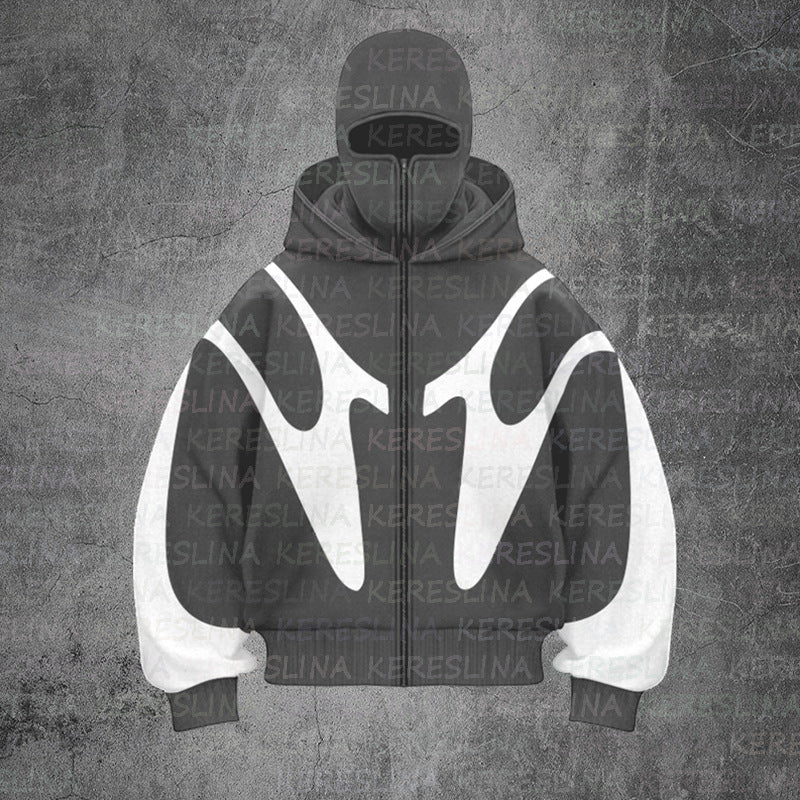 Damen stylische Kapuzenjacke mit kontrastierenden Farbblockierungen und hohem Kragen Drune