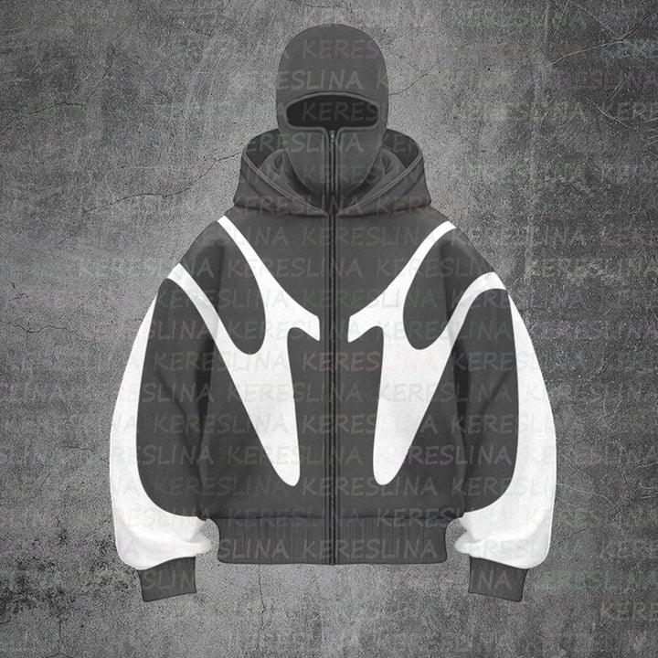 Damen stylische Kapuzenjacke mit kontrastierenden Farbblockierungen und hohem Kragen Drune