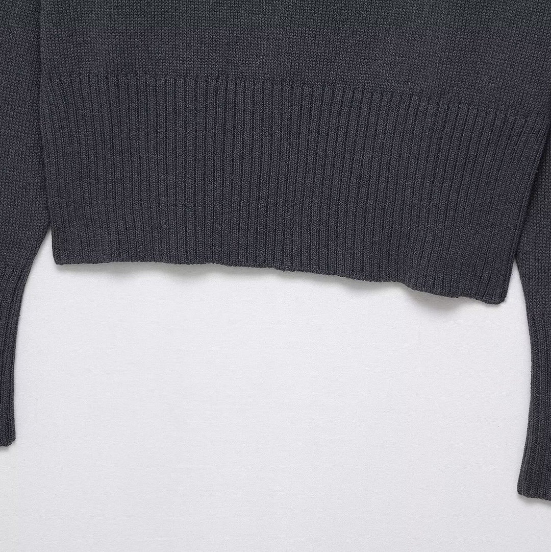 Damen lässiger Pullover mit schickem, weitem Ausschnitt Drune