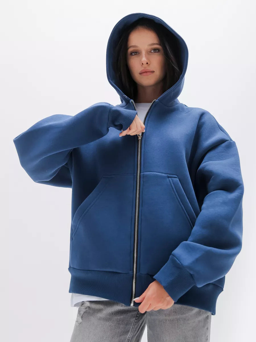 Damen Hoodie mit oversized Passform und durchgehendem Reißverschluss Drune
