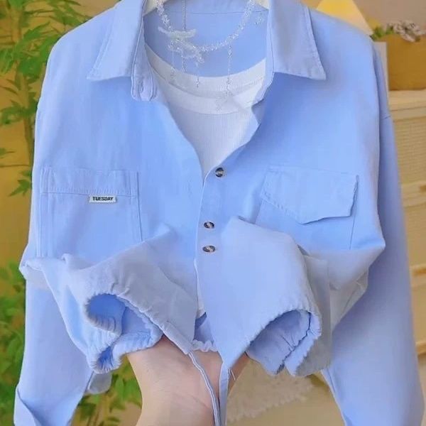 Damen Relaxed Fit Bluse mit aufgesetzten Taschen Drune