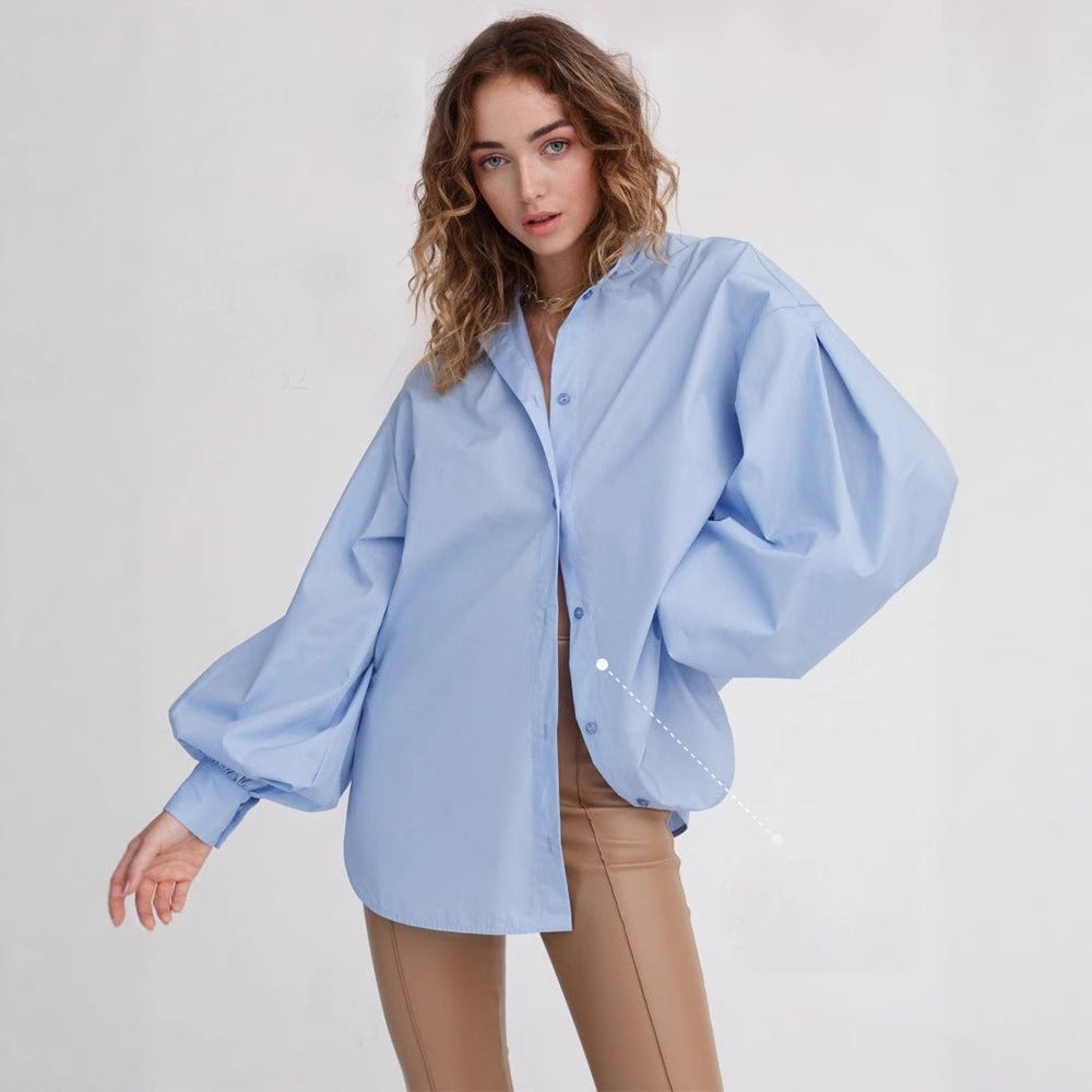 Damen Oversized Bluse mit ballonförmigen Ärmeln und komfortabler Passform Drune