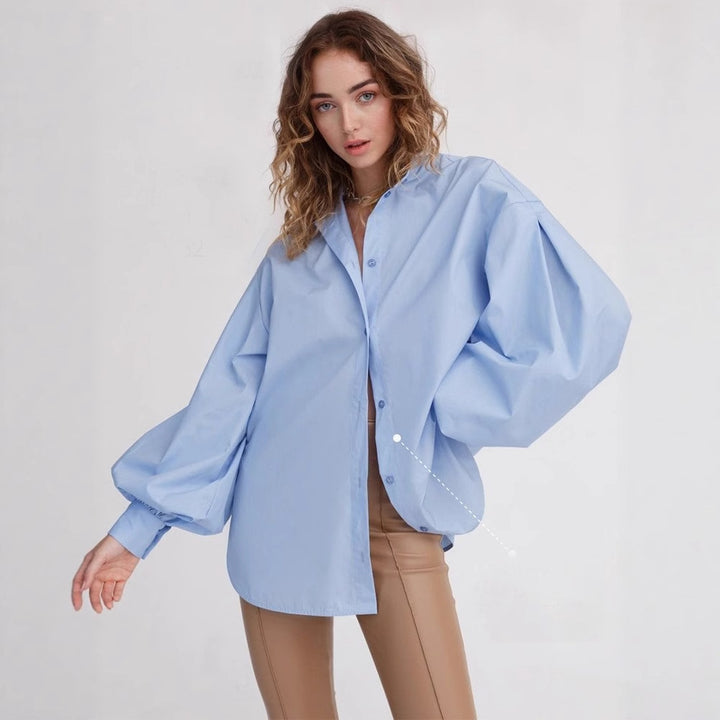 Damen Oversized Bluse mit ballonförmigen Ärmeln und komfortabler Passform Drune
