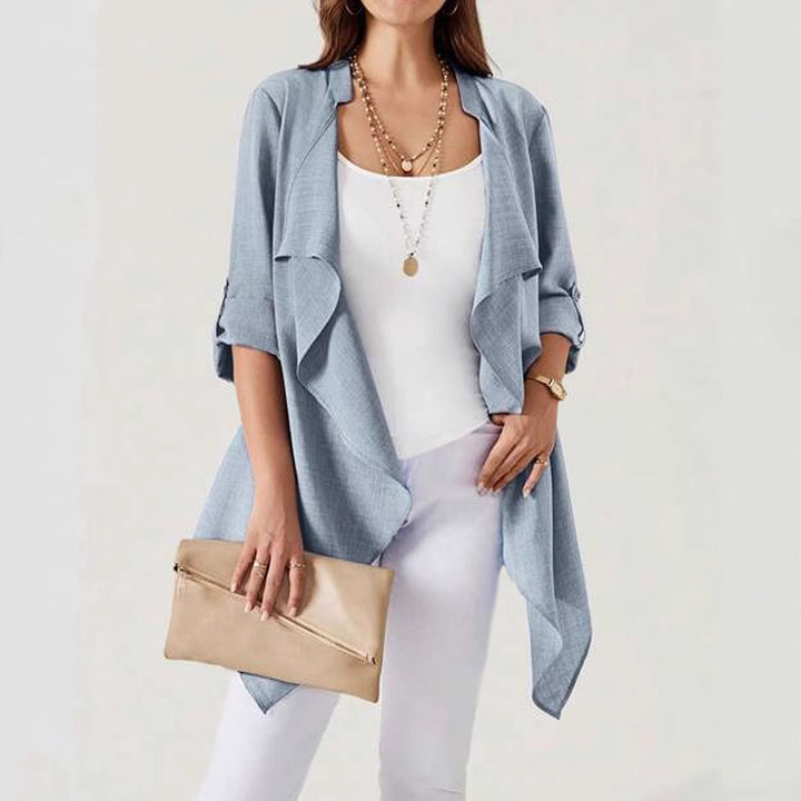 Damen lässige lange Jacke mit asymmetrischem Schnitt Drune
