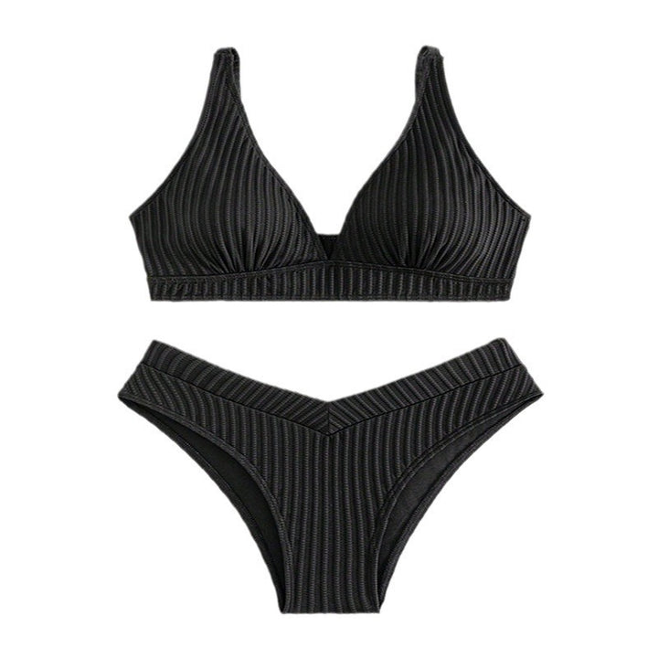 Damen Triangel-Bikini-Set mit hoch geschnittenem Slip und strukturiertem Oberteil Drune