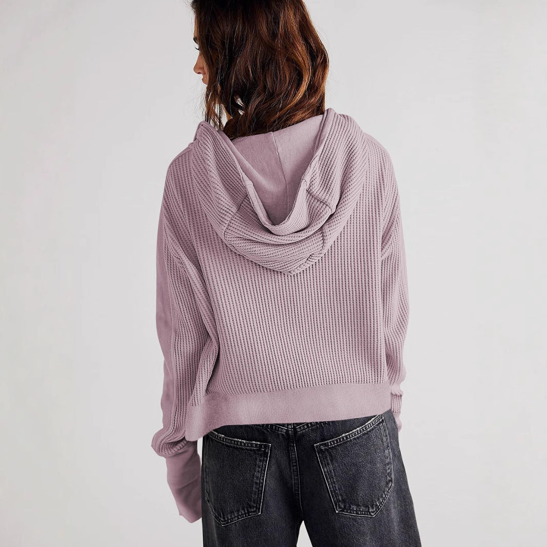 Damen lässige Kapuzenjacke mit strukturiertem Obermaterial und Reißverschluss Drune
