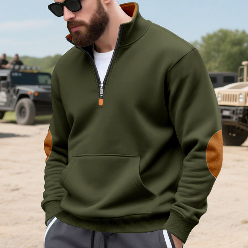 Herren sportlicher Pullover mit halbem Reißverschluss und praktischem Kängurutasche Drune