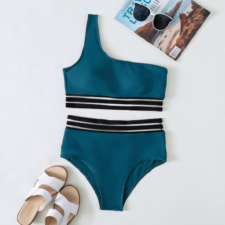 Damen asymmetrisches Bikini-Set mit elastischen Bändern Drune