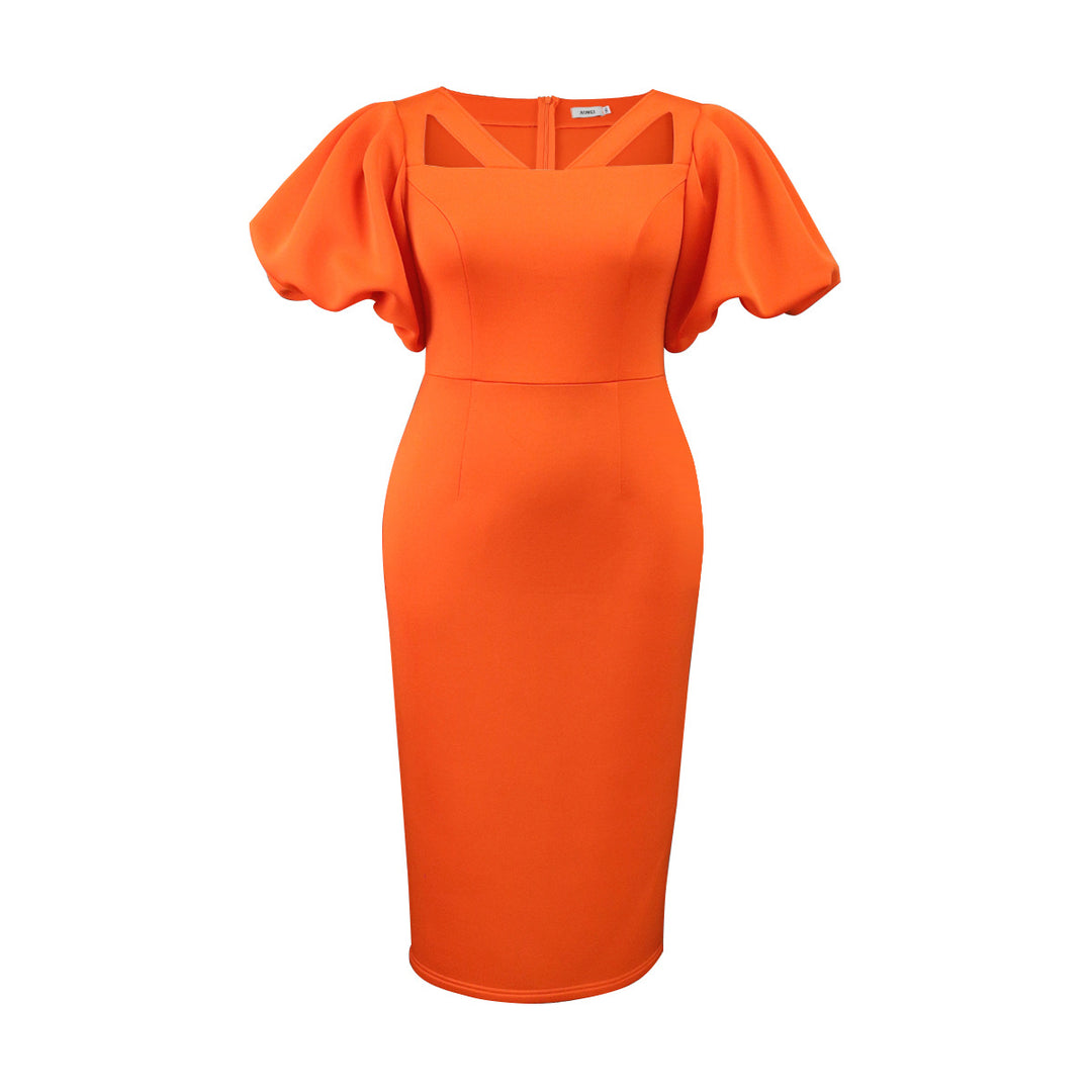 Damen figurbetontes Kleid mit innovativen Puffärmeln und aufregendem Schnitt Drune