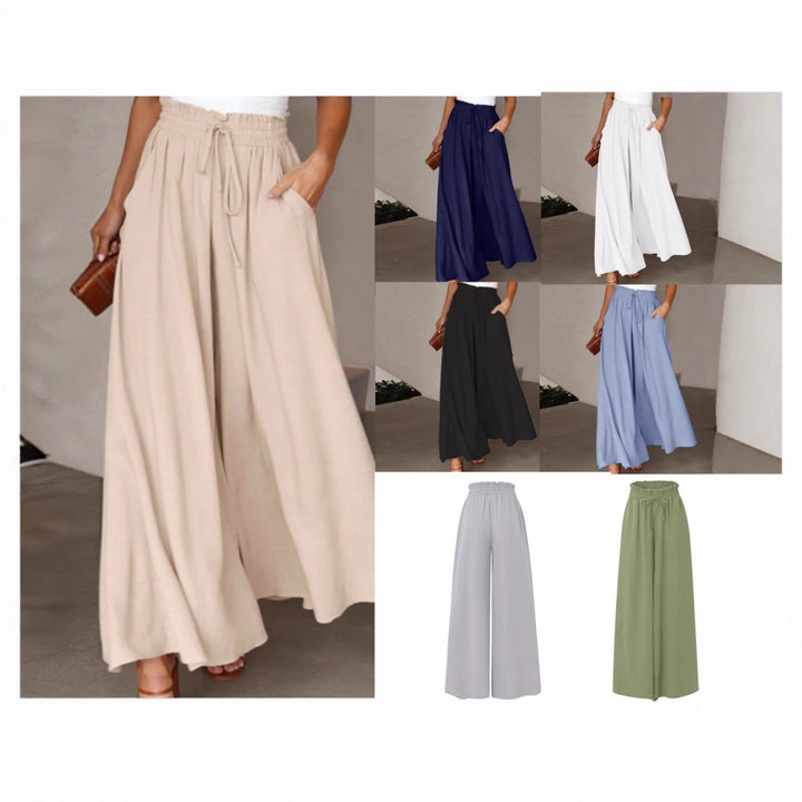 Damen weite Hose mit elastischem Bund und Taschen Drune