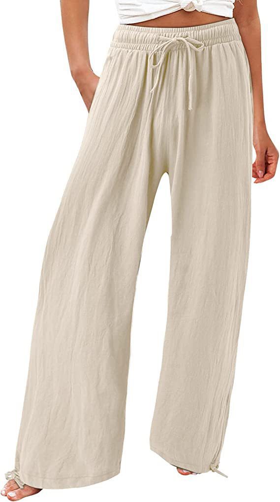 Damen Weite Sommerhose aus leichtem Material mit verstellbarem Bund Drune
