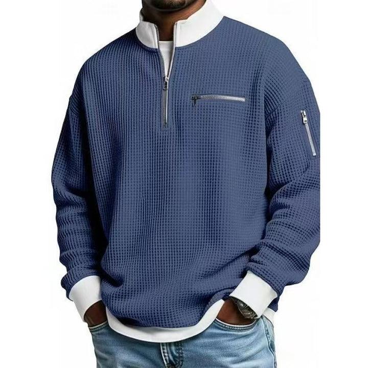 Herren Sweatshirt mit hohem Kragen und praktischem Reißverschluss Drune