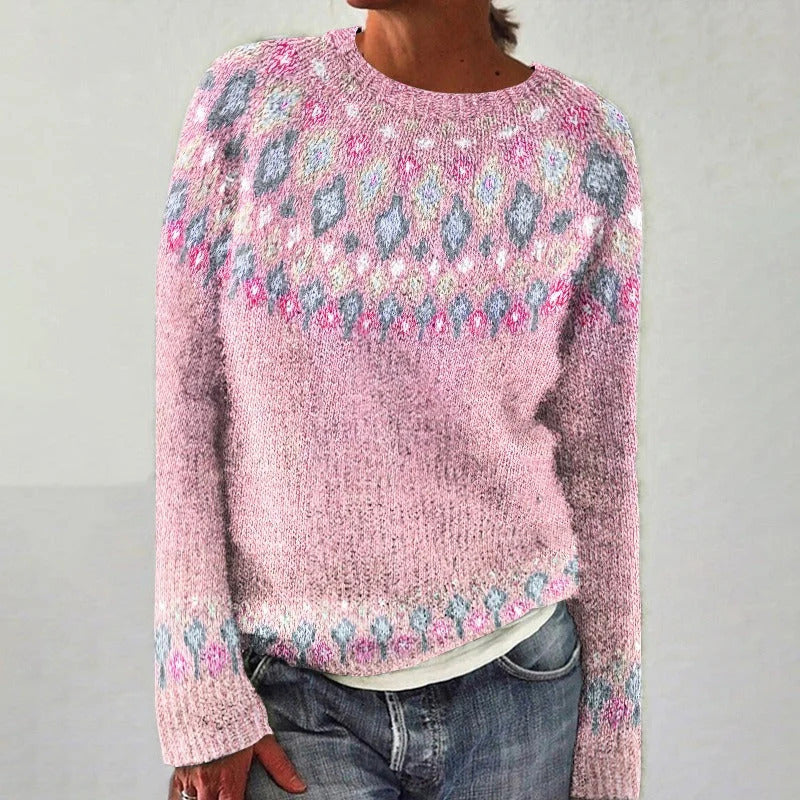 Damen Strickpullover mit lebhaftem Muster und komfortablem Schnitt Drune