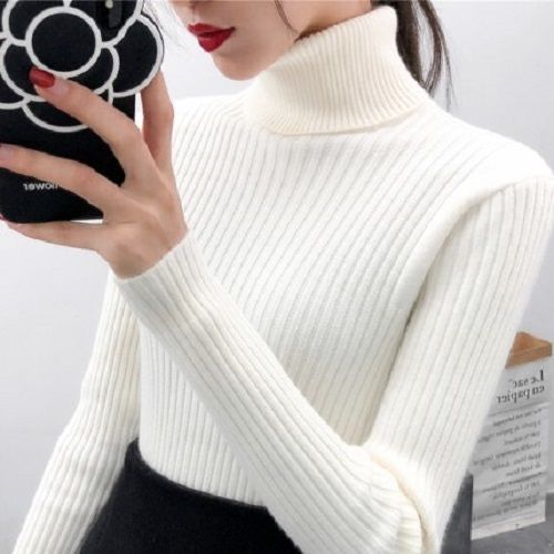 Damen Hochwertiger Rollkragenpullover mit Rippstruktur Drune