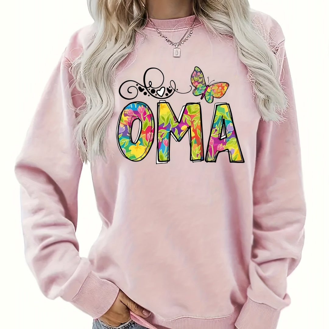 Damen Sweatshirt mit kreativem botanischem Aufdruck Drune