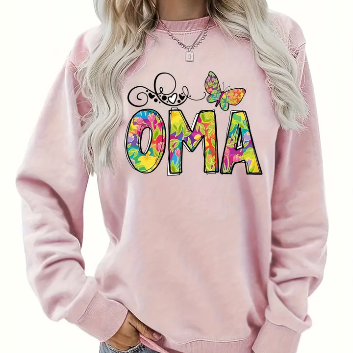Damen Sweatshirt mit kreativem botanischem Aufdruck Drune