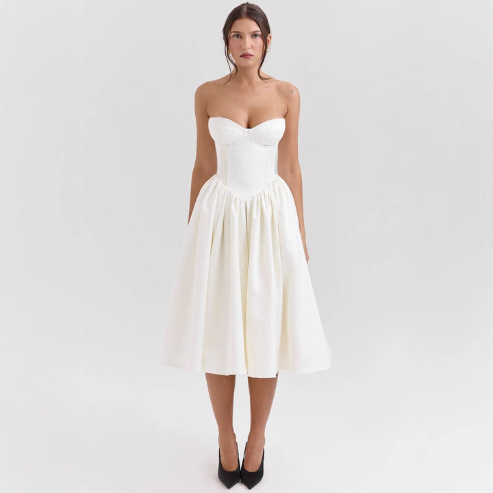 Damen Elegantes Cocktailkleid mit Corsage-Oberteil und voluminösem Rock Drune