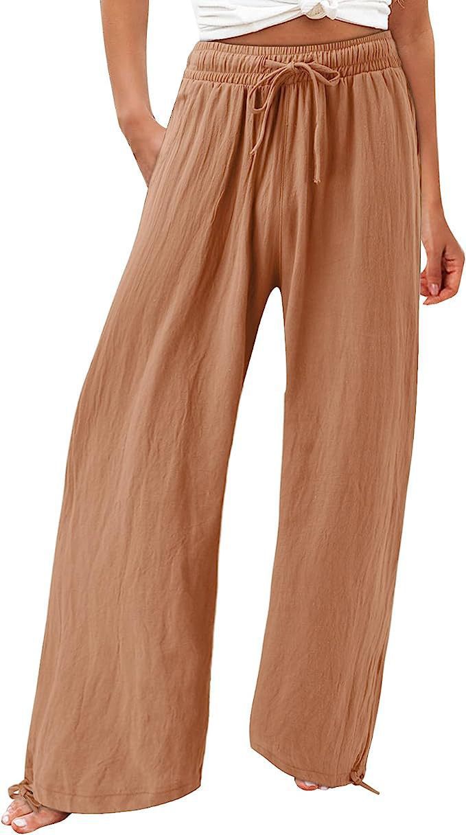 Damen Weite Sommerhose aus leichtem Material mit verstellbarem Bund Drune